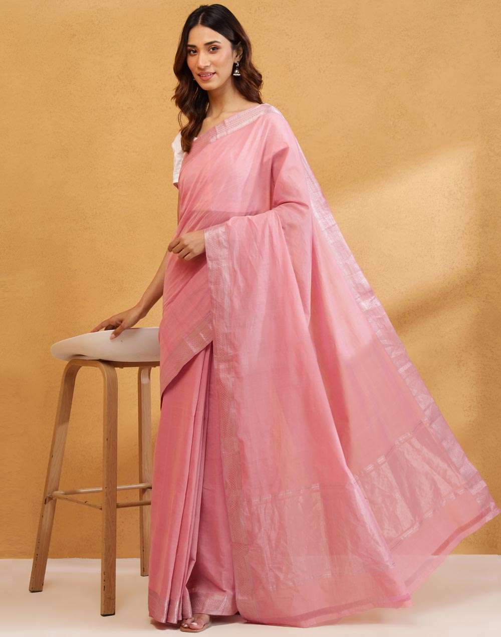 Lotus Pink Cotton Saree