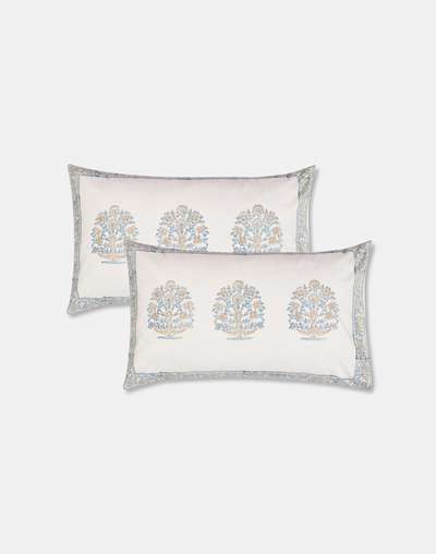 Blue Ruhi Cotton Bed Sheet With 2 Pillow Covers Blue Ruhi Cotton Bed Sheet With 2 Pillow Covers