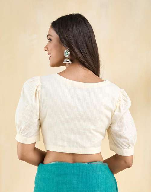 Natural Cotton Stitched Blouse Natural Cotton Stitched Blouse