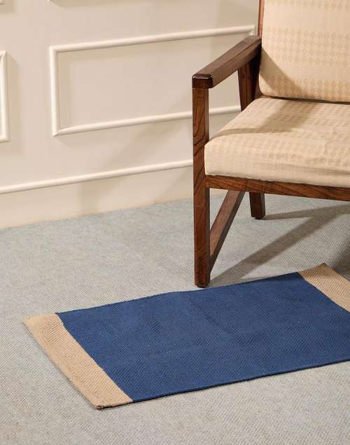 Buy Indigo Sehaj Cotton Hand Woven Dhurrie Online at Fabindia | 20225399