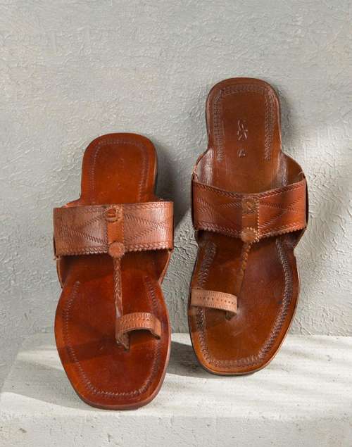 Man Chapple Buy Brown Leather Chappal for Men Online at Fabindia | 20292985
