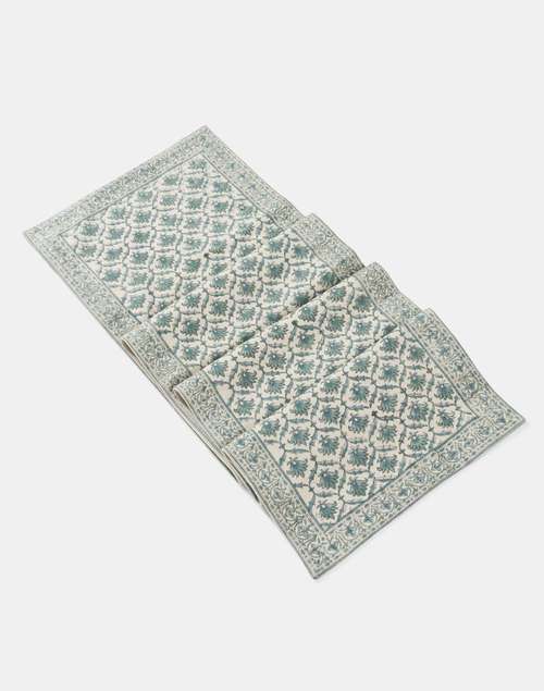 Blue Zaira Hand Block Cotton Printed Table Runner Blue Zaira Hand Block Cotton Printed Table Runner