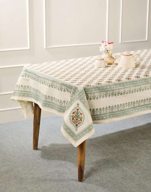 Blue Khus Cotton Printed Table Cover Blue Khus Cotton Printed Table Cover