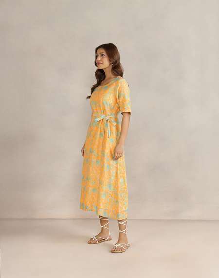 fabindia silk dresses Buy Fabindia Green Cotton Silk Hand Block Printed Midi Dress (1044321GREEN) at Amazon.in
