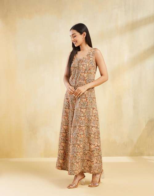 Mustard Cotton Kalamkari Printed Jumpsuit Mustard Cotton Kalamkari Printed Jumpsuit