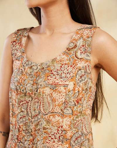 Mustard Cotton Kalamkari Printed Jumpsuit Mustard Cotton Kalamkari Printed Jumpsuit