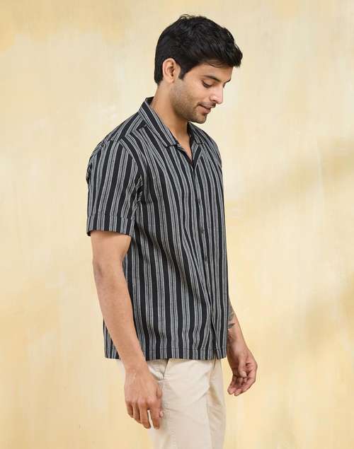 Black Cotton Striped Shirt Black Cotton Striped Shirt