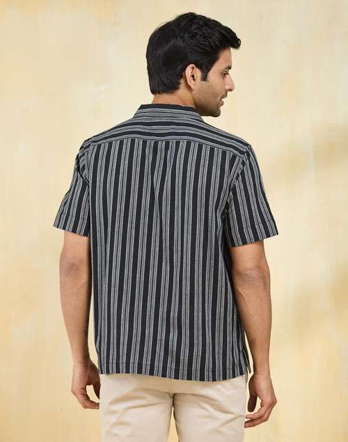 Black Cotton Striped Shirt Black Cotton Striped Shirt