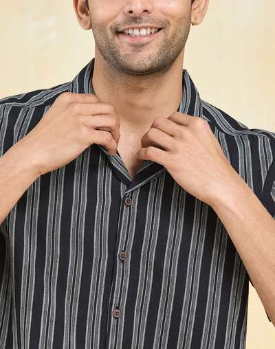 Black Cotton Striped Shirt Black Cotton Striped Shirt
