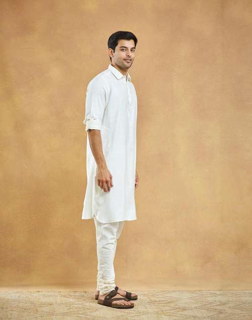 Pathani White Color Buy White Viscose Silk Slim Fit Pathani for Men Online at Fabindia ...