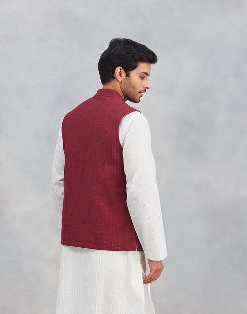 Red Cotton Nehru Jacket Red Cotton Nehru Jacket