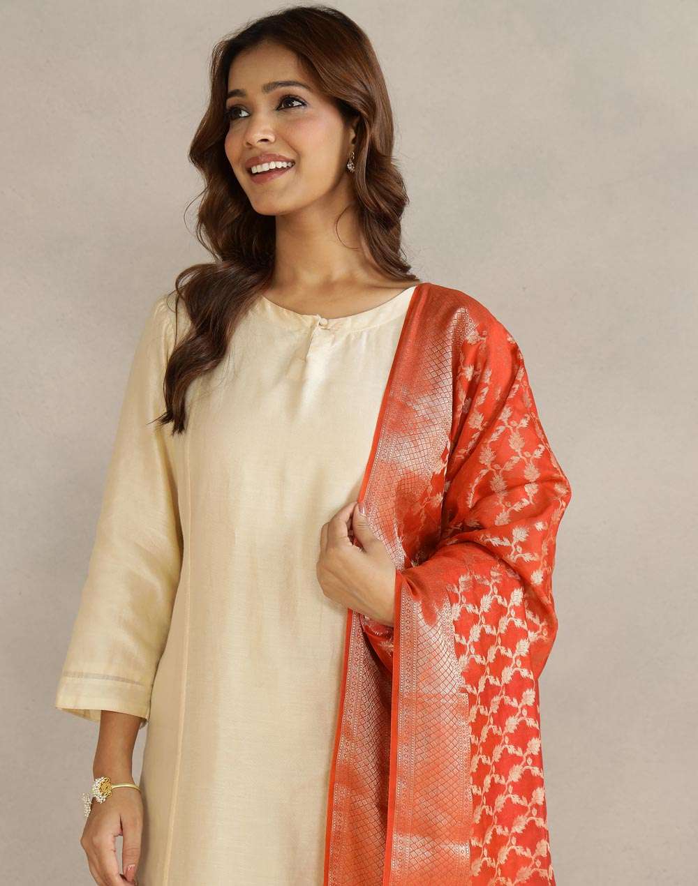 Buy Orange Cotton Silk Blend Banarsi Dupatta For Women Online At Buy Orange Cotton Silk Blend Banarsi Dupatta For Women Online At
