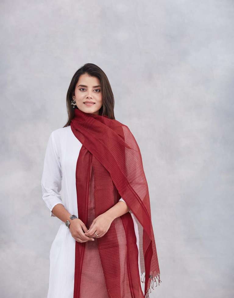 Buy Maroon Cotton Silk Stole for Women Online at Fabindia 20237225