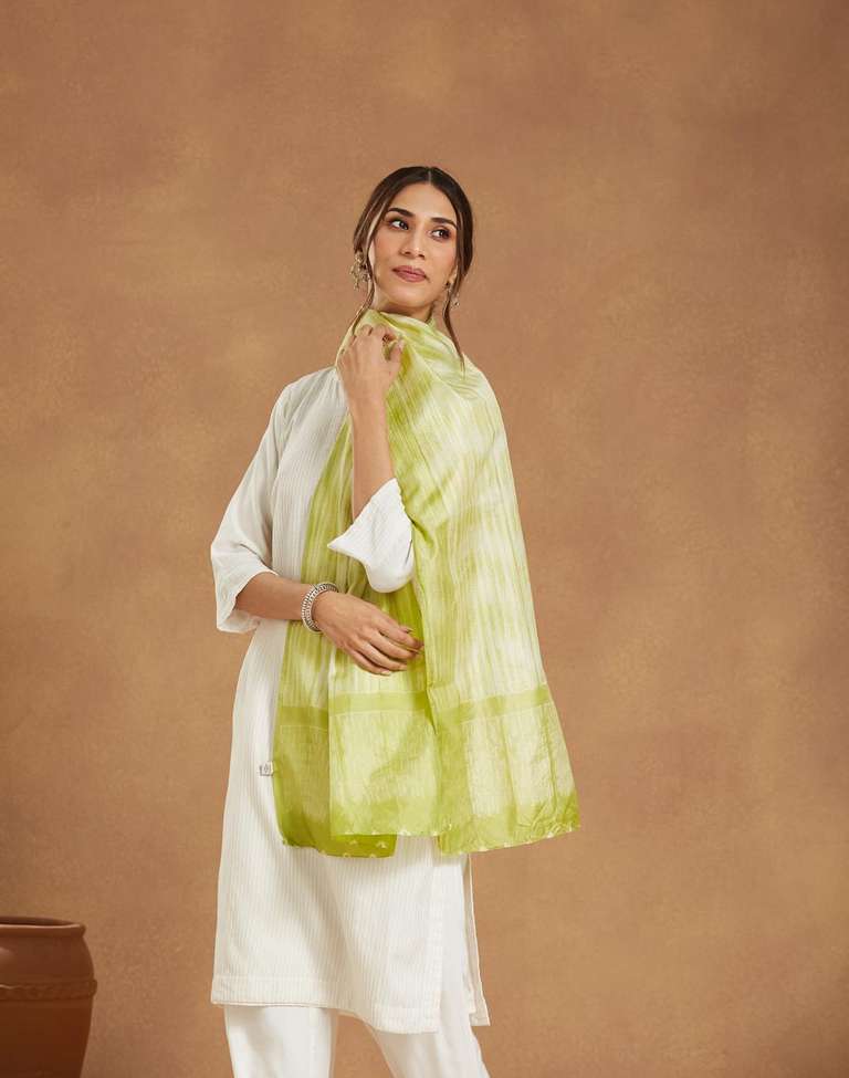 Shop Fabindia Western Wear Buy Green Silk Tie Dye Stole For Women