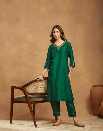 fabindia silk dresses Cotton Silk Printed Calf Length Dress