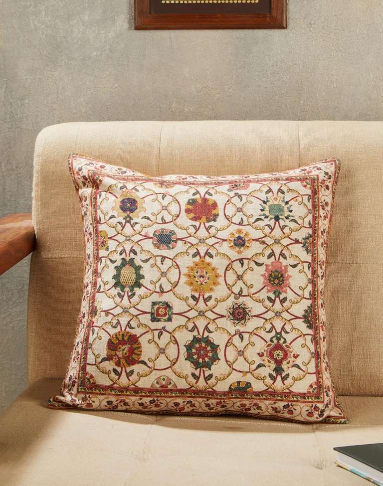 Multi Zahara Printed Cotton Cushion Cover - Main Image