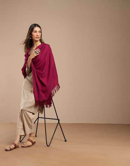Buy Pink Wool Shawl for Women Online at Fabindia 20247521