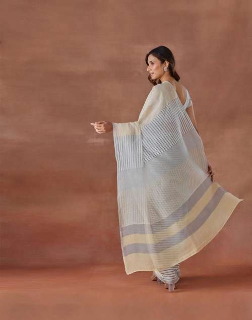 Buy Yellow Cotton Silk Hand Block Printed Sari for Women Online at ...