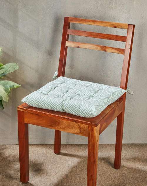 Buy Blue Gulbagh Hand Block Printed Cotton Polyfill Chair Pad Online at ...