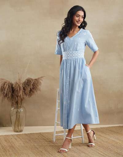 cotton knit dresses with pockets Ruby Rd Mono Floral Tiered Cotton Knit Pocket Dress