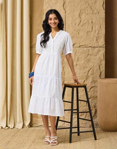 white cotton dress india Buy Whisper white cotton dress Online in India