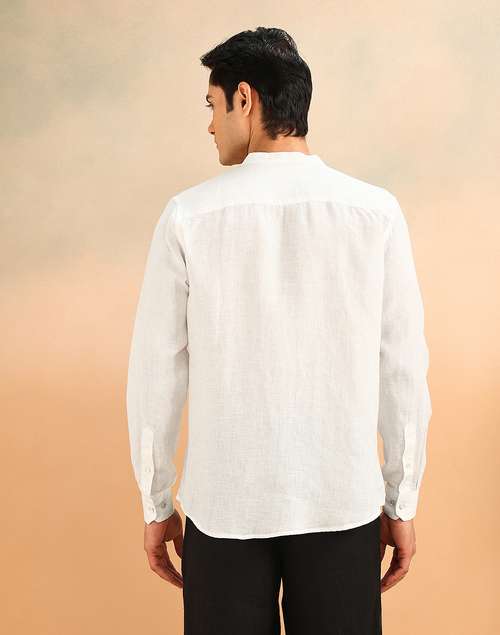 Buy White Linen Slim Fit Shirt For Men Online At Fabindia 20291108 buy-white-linen-slim-fit-shirt-for-men-online-at-fabindia-20291108