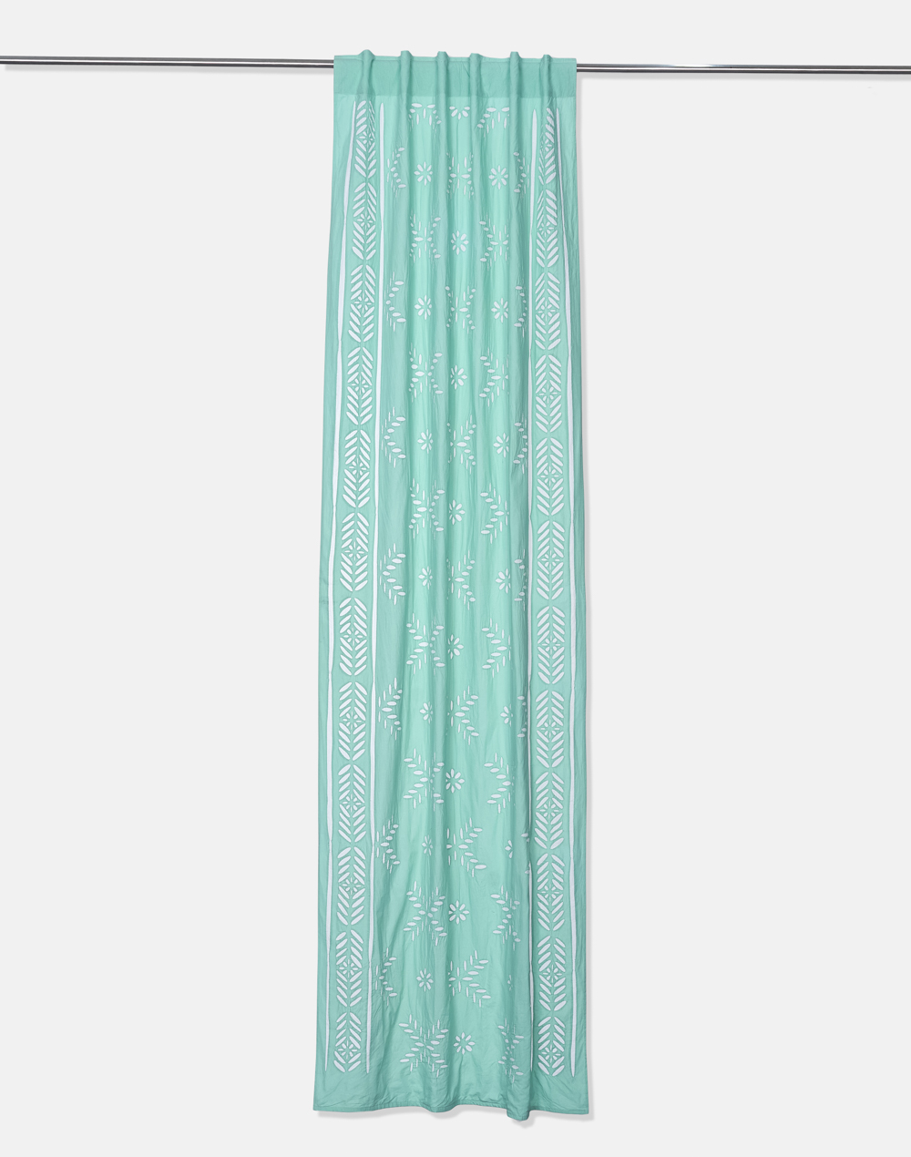 Teal Adhya Cotton Embroidered Curtain | 1pc