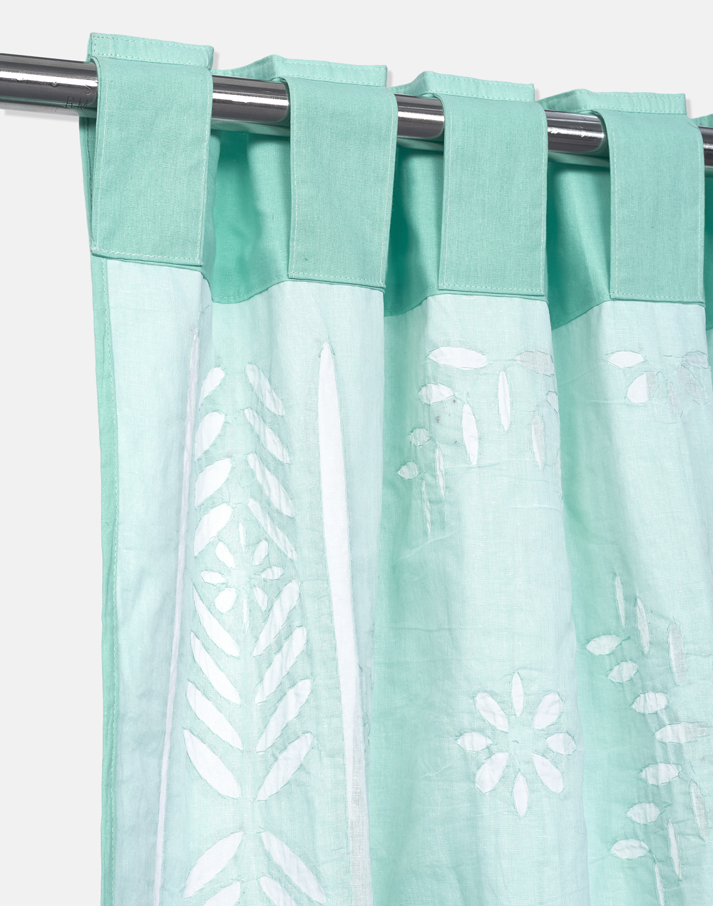 Teal Adhya Cotton Embroidered Curtain | 1pc