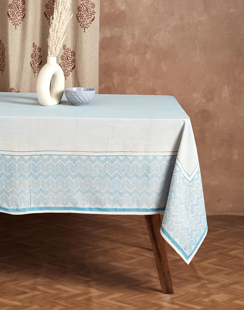 Blue Advika Cotton Printed Table Cover