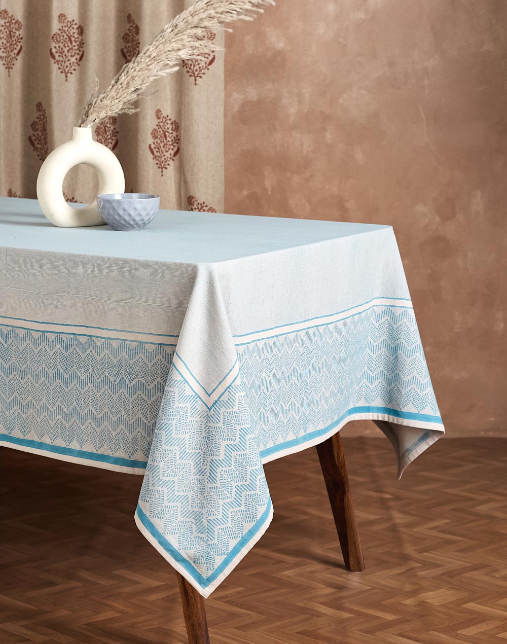 Blue Advika Cotton Printed Table Cover