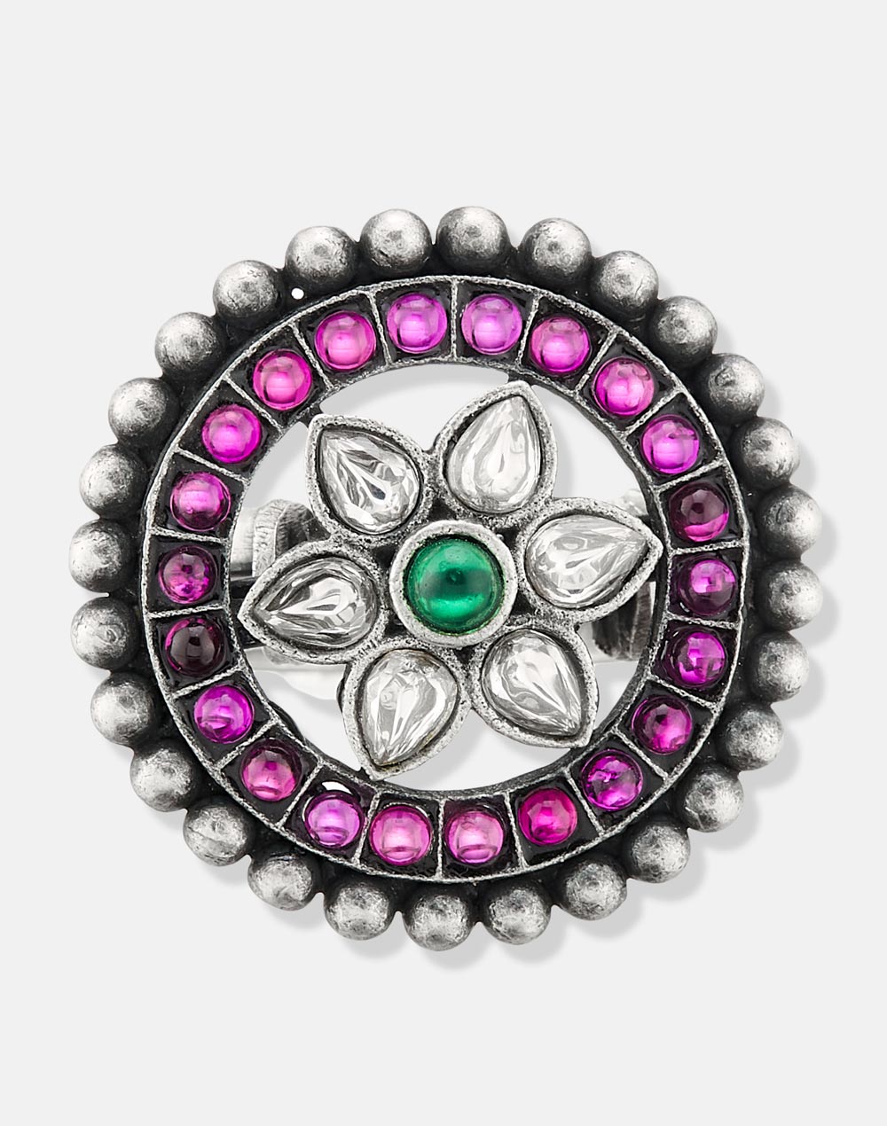 Silver Round Multi Stone Ring Silver Round Multi Stone Ring