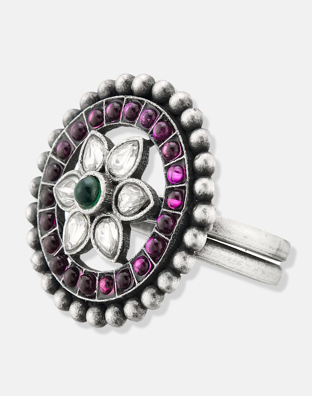 Silver Round Multi Stone Ring Silver Round Multi Stone Ring
