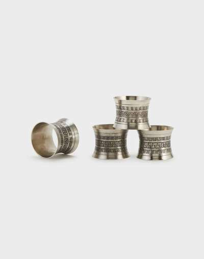 Antique Silver Rasoi Metal Napkin Ring Set Of 4 Antique Silver Rasoi Metal Napkin Ring Set Of 4