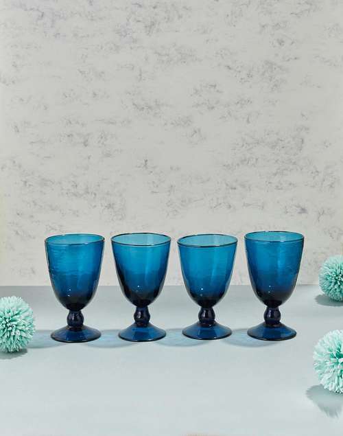 Blue Vivaram Goblet With Gift Box - Set Of 4 Blue Vivaram Goblet With Gift Box - Set Of 4
