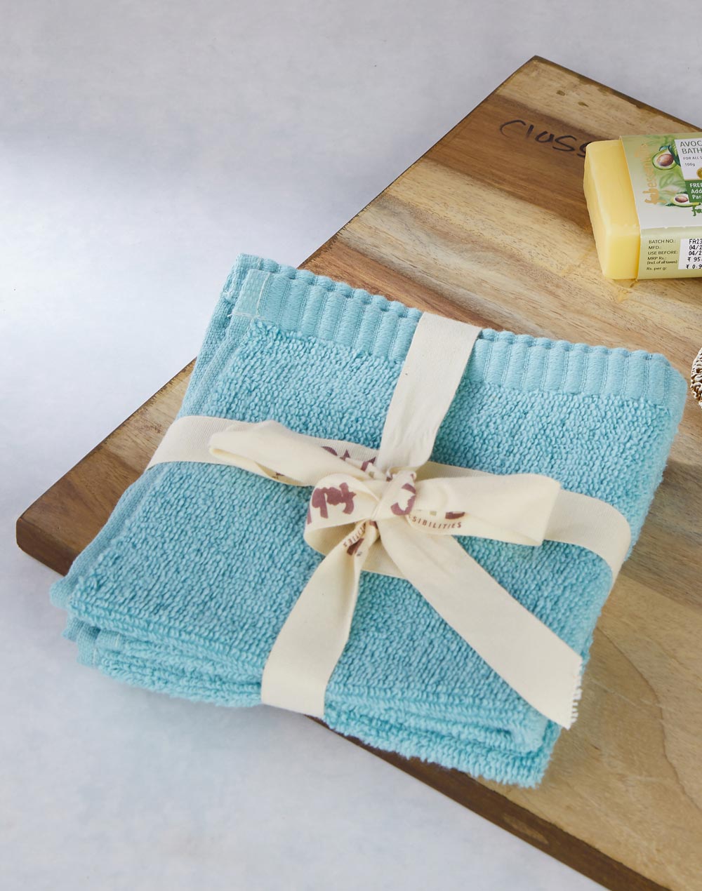 Blue Solid Ayan Cotton Pile Face Towel Set Of 2 Blue Solid Ayan Cotton Pile Face Towel Set Of 2
