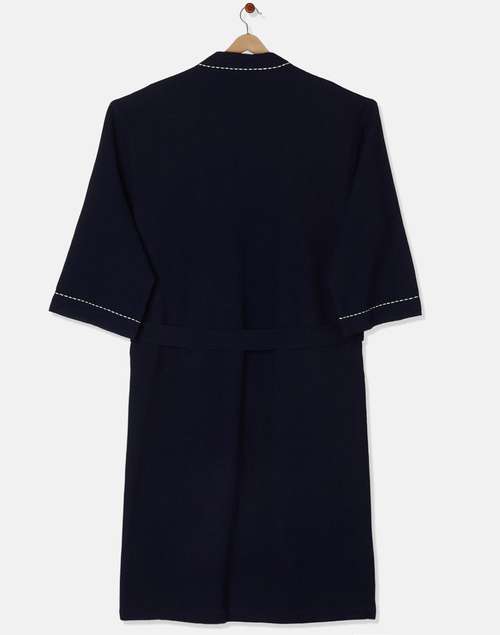 Navy Ashim Cotton Woven Bathrobe Navy Ashim Cotton Woven Bathrobe