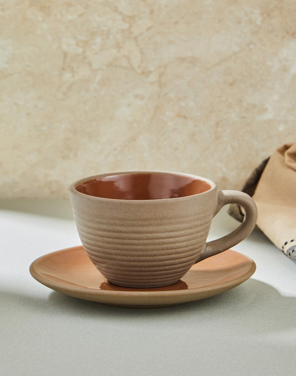 Brown Bhoomi Ceramic Glazed Cup N Saucer 2pc Set