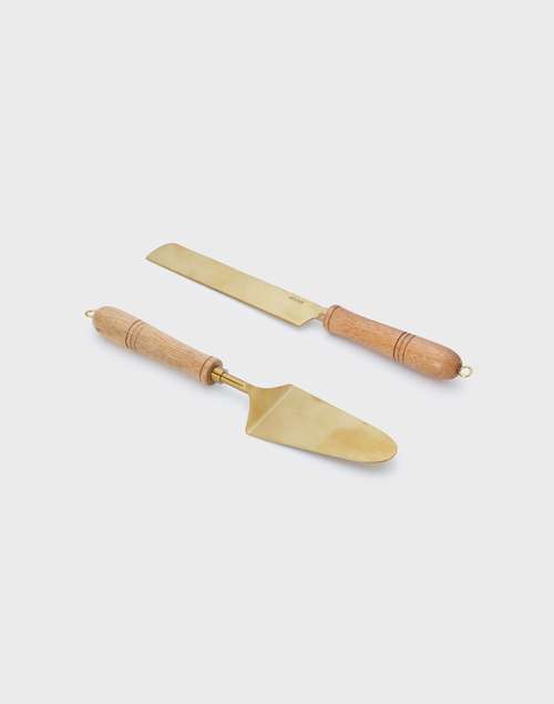 Brass Amantra Metal Cake Server 2pc Set Brass Amantra Metal Cake Server 2pc Set