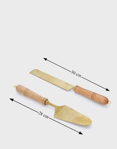 Brass Amantra Metal Cake Server 2pc Set Brass Amantra Metal Cake Server 2pc Set