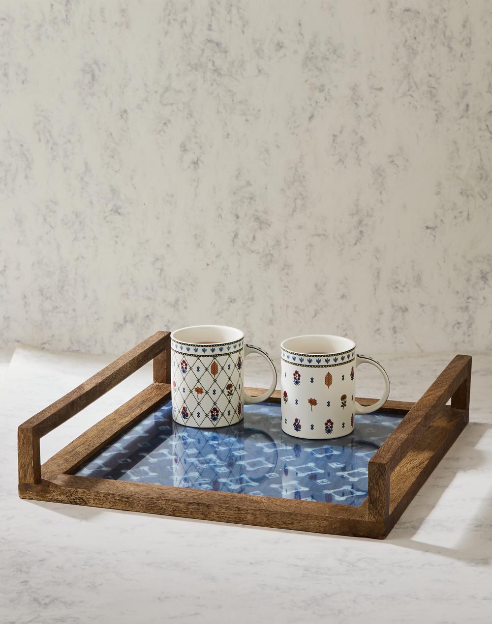 Buy Adhrit Wood Printed Tray | Large Online at Fabindia | 20069473