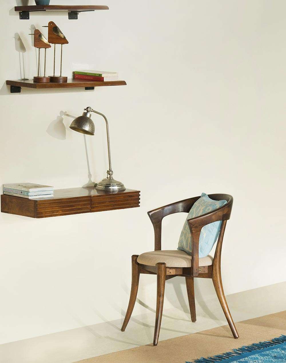 Buy Brown Wood Chair Upholstered Online at Fabindia | 20210020