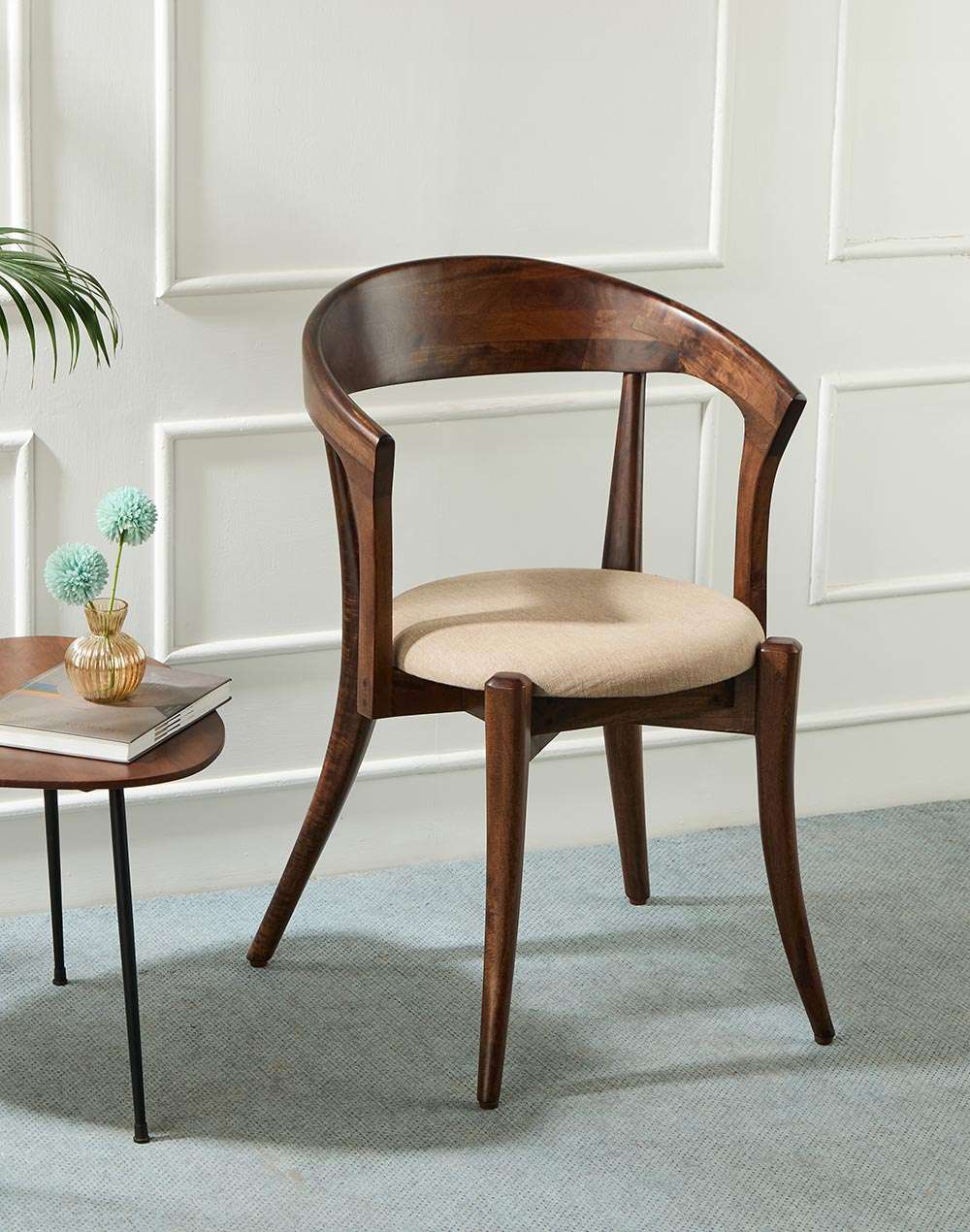 Buy Brown Wood Chair Upholstered Online at Fabindia | 20210020