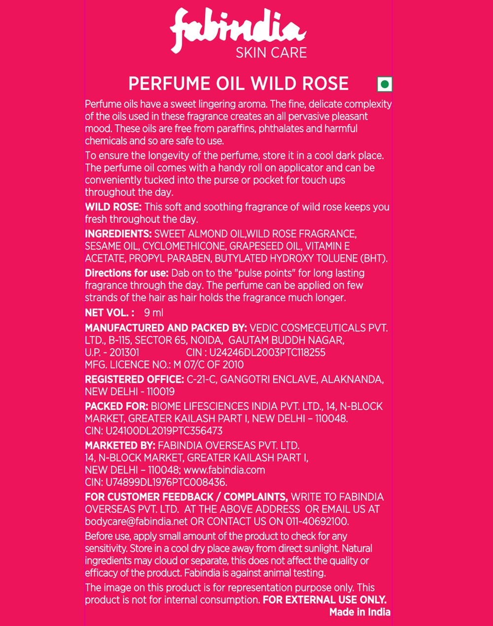 Wild Rose Perfume Oil -9ml