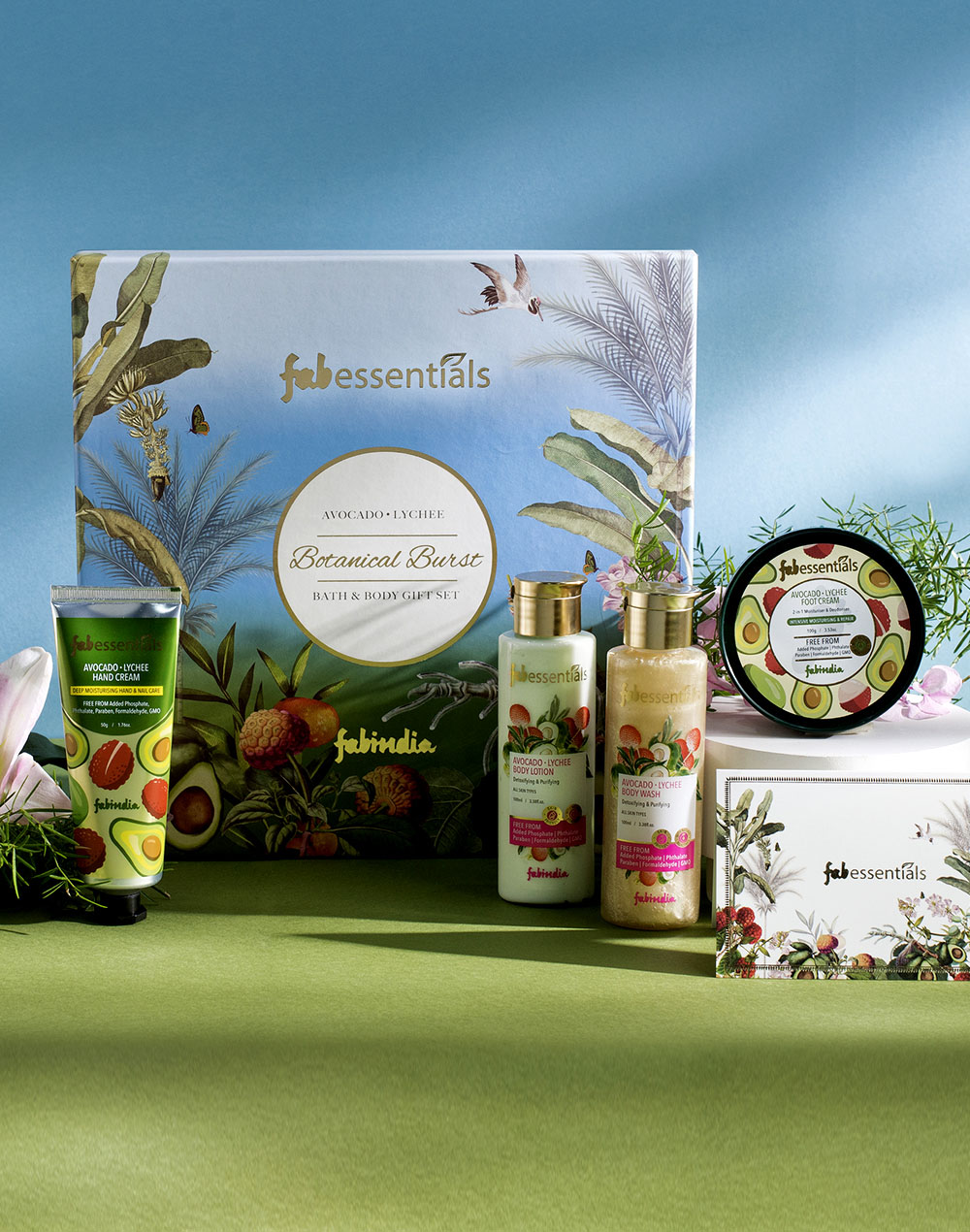 Fabessentials Avocado Lychee Botanical Burst Bath & Body Gift Set - 200 ml + 150 gm
