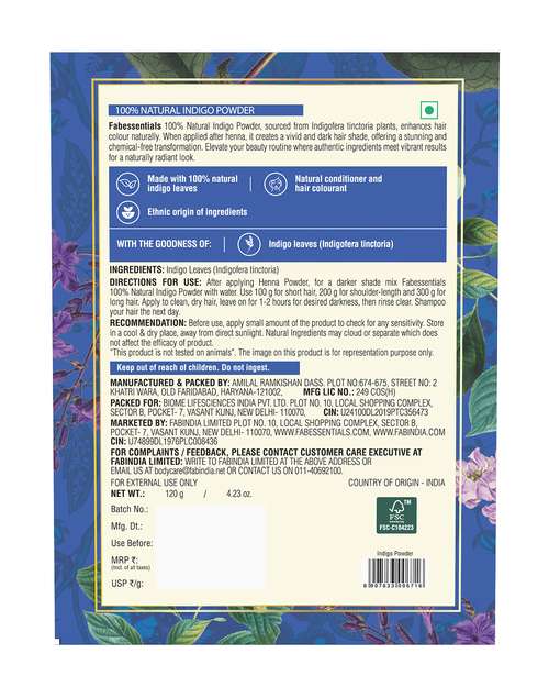 Fabessentials 100% Natural Indigo Powder - 120gm Fabessentials 100% Natural Indigo Powder - 120gm