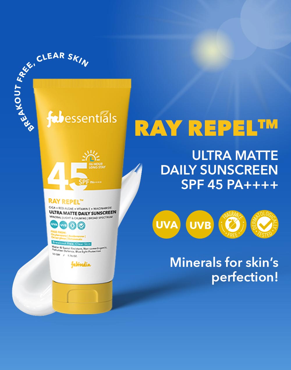 Fabessentials Ultra Matte Daily Sunscreen SPF 45 PA++++ -50 gm