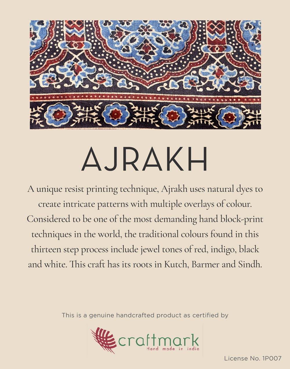 Indigo Wool Ajrakh Stole Indigo Wool Ajrakh Stole